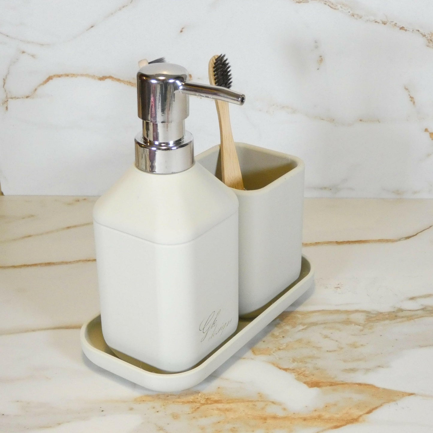 Ensemble d'accessoires de salle de bain design Monochrome blanc Mat