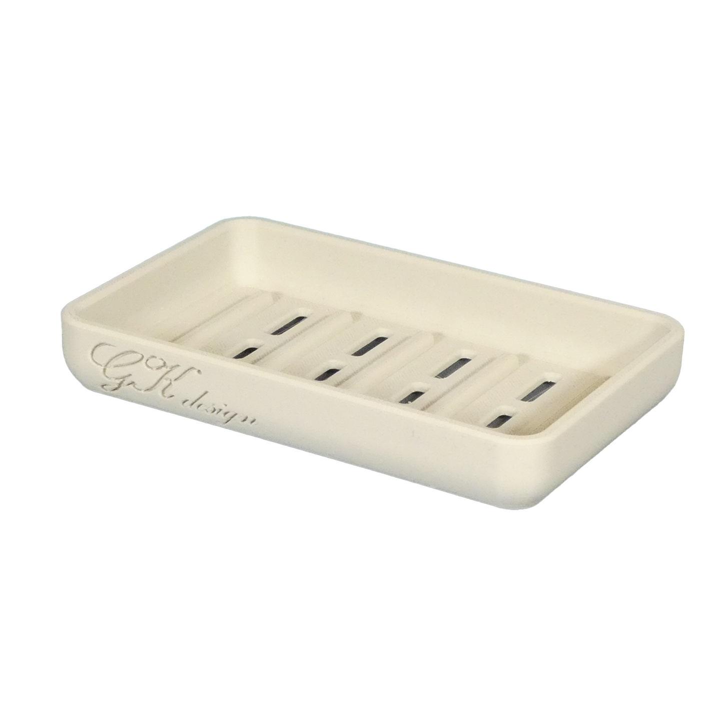 Porte-savon blanc cassé moderne écoresponsable, gamme Monochrome, design minimaliste pour salle de bain contemporaine, accessoire haut de gamme, fabrication artisanale, finition mate élégante.