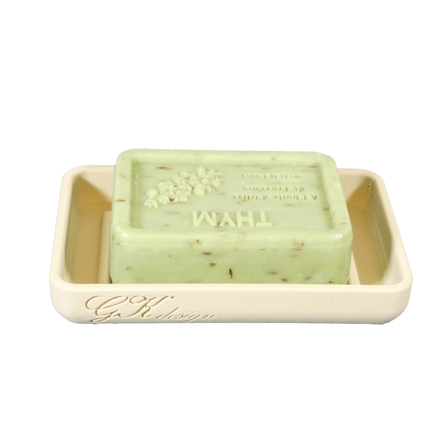 Porte-savo blanc cassé, design minimaliste Monochrome, parfait pour salle de bain élégante, finition mate, accessoire artisanal haut de gamme.
