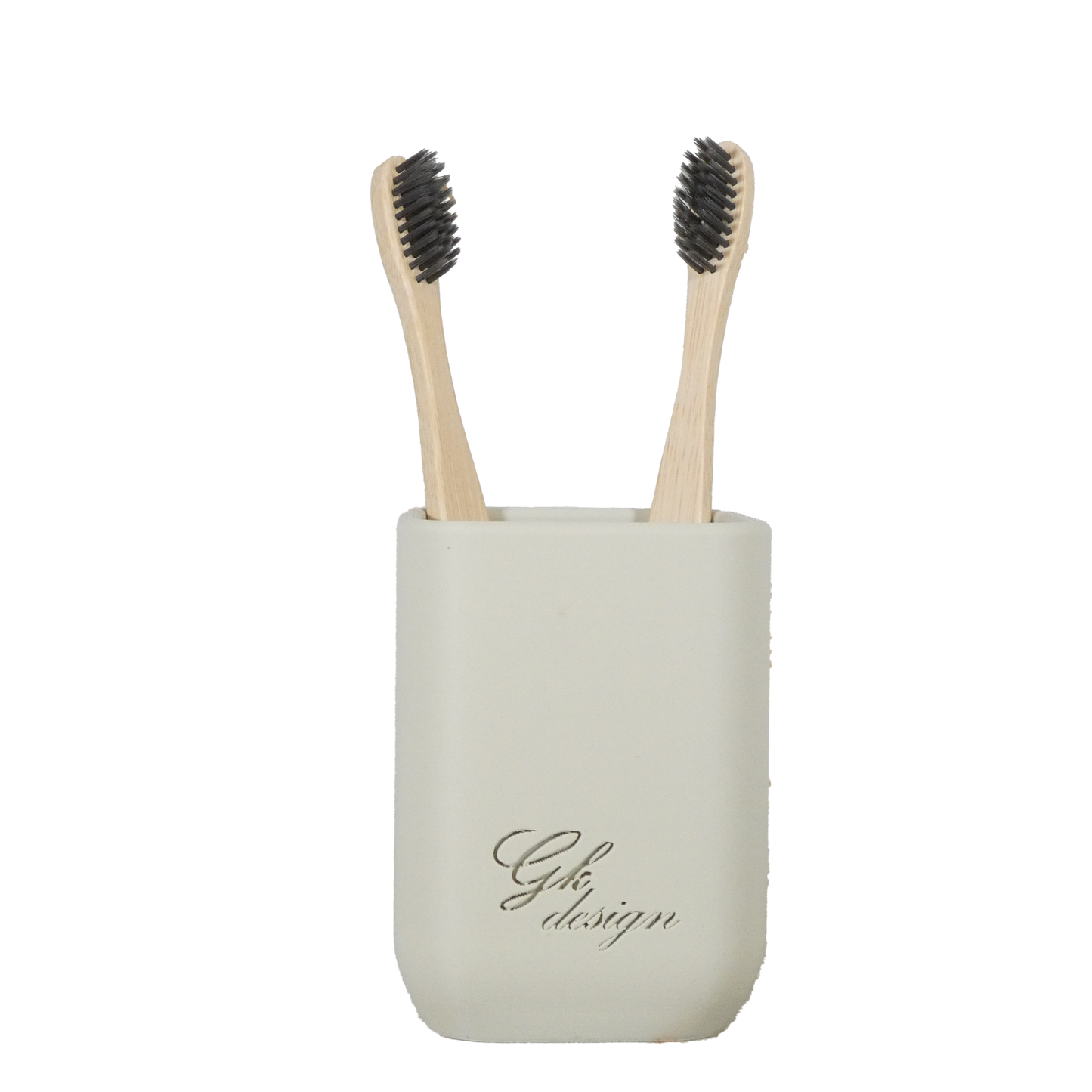 Porte-brosses à dents design en PLA blanc cassé, issu de la gamme Monochrome. Accessoire de salle de bain minimaliste, pratique et éco-responsable