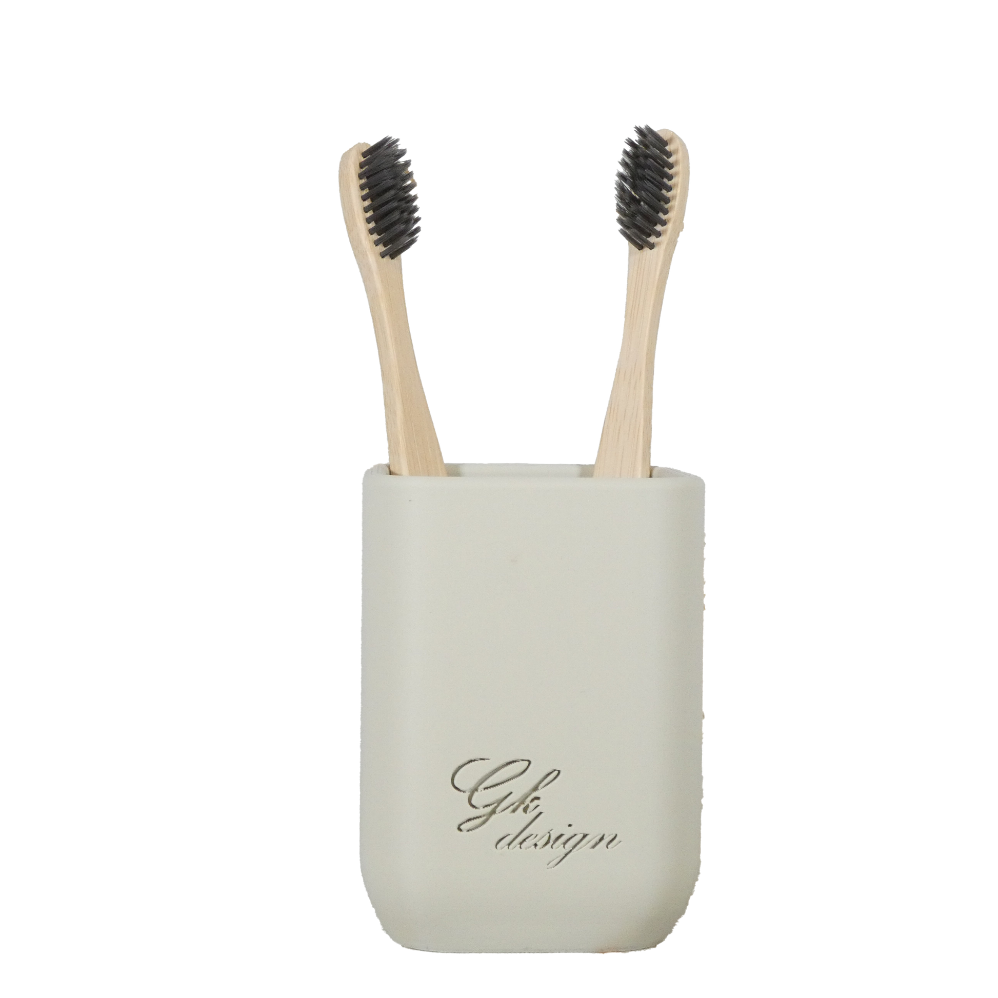 Porte-brosses à dents design en PLA blanc cassé, issu de la gamme Monochrome. Accessoire de salle de bain minimaliste, pratique et éco-responsable