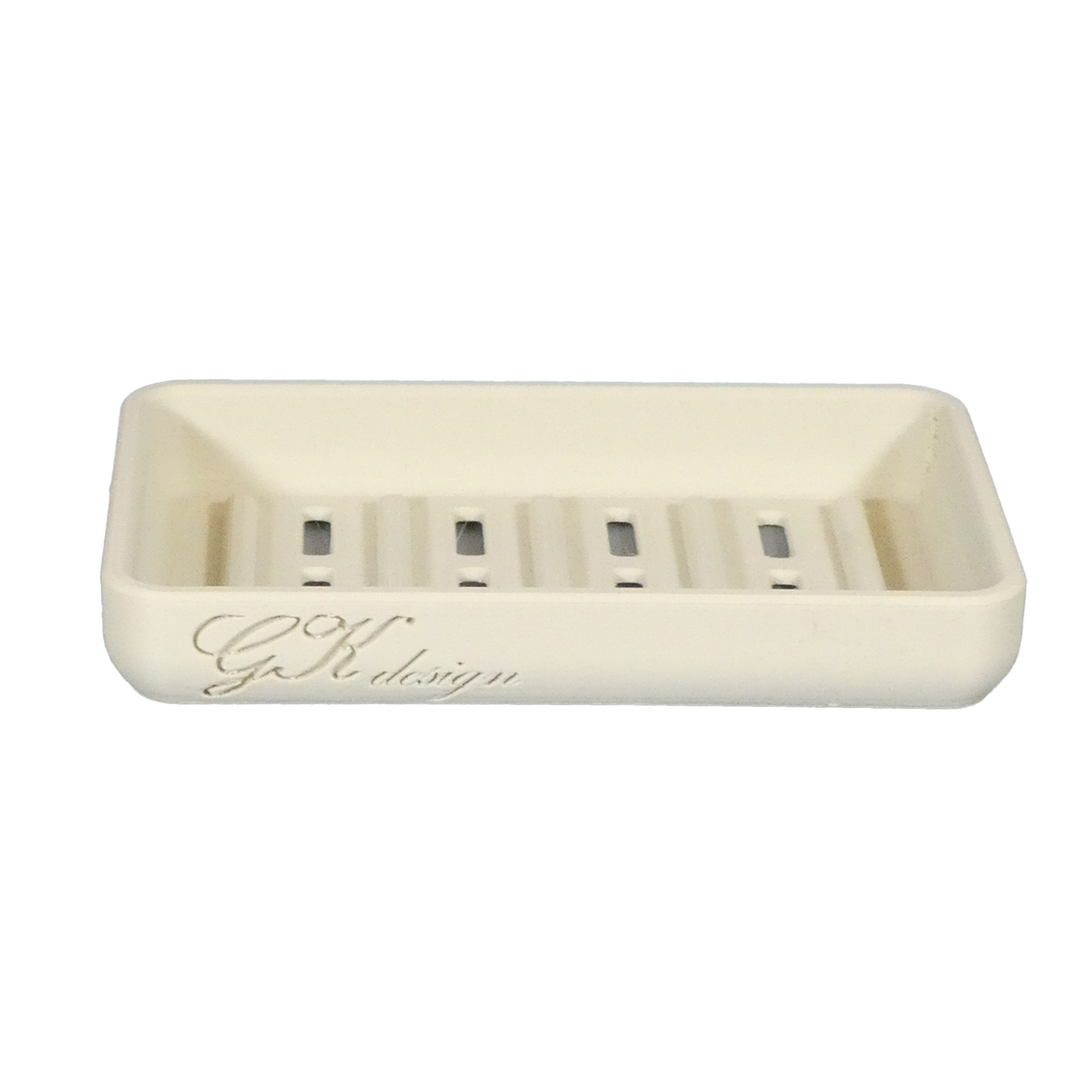 Porte-savon élégant en plastique biosourcé blanc cassé, gamme Monochrome, style minimaliste pour salle de bain moderne, finition mate haut de gamme.